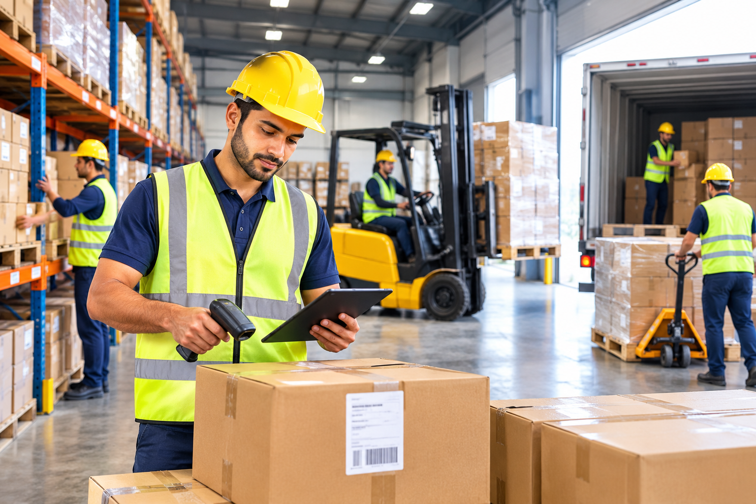 busy warehouse logistics operation